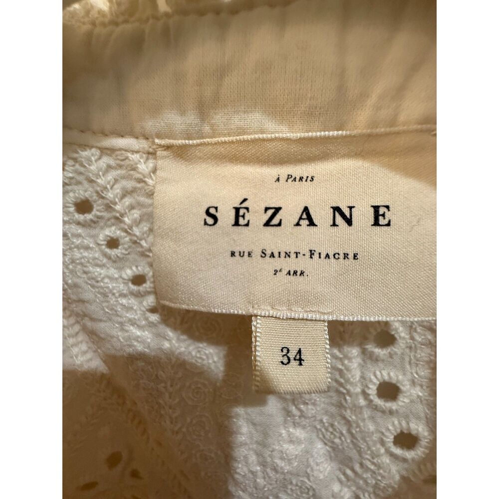 Sézane Cream Eyelet Lace Ruffle Top Size 34 (US XS) Parisian - Picture 6 of 9